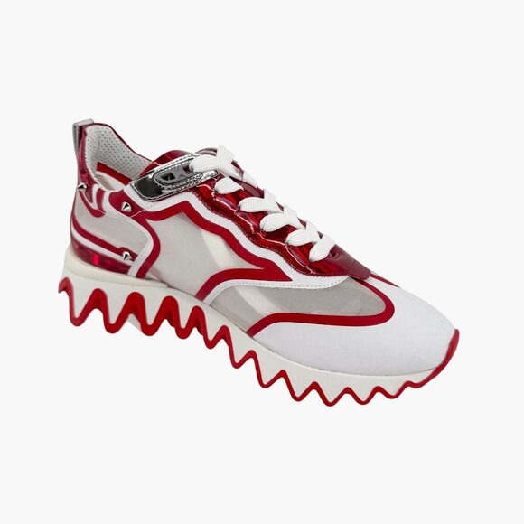 Christian Louboutin Sharkina White Mesh Red Sneakers Size 38.5 US 8.5 Women 6977 - Picture 12 of 15